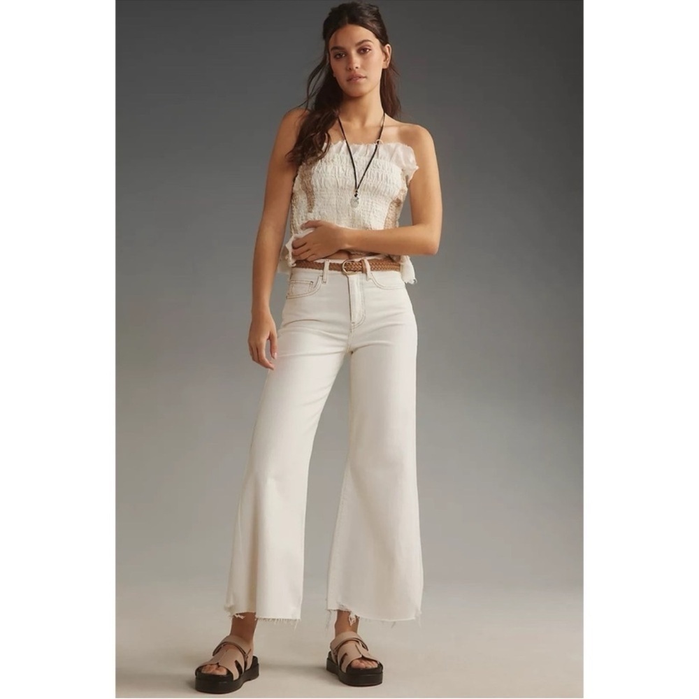 Frame Le Palazzo Crop High Rise Wide Leg Size 26 In Au Natural Clean